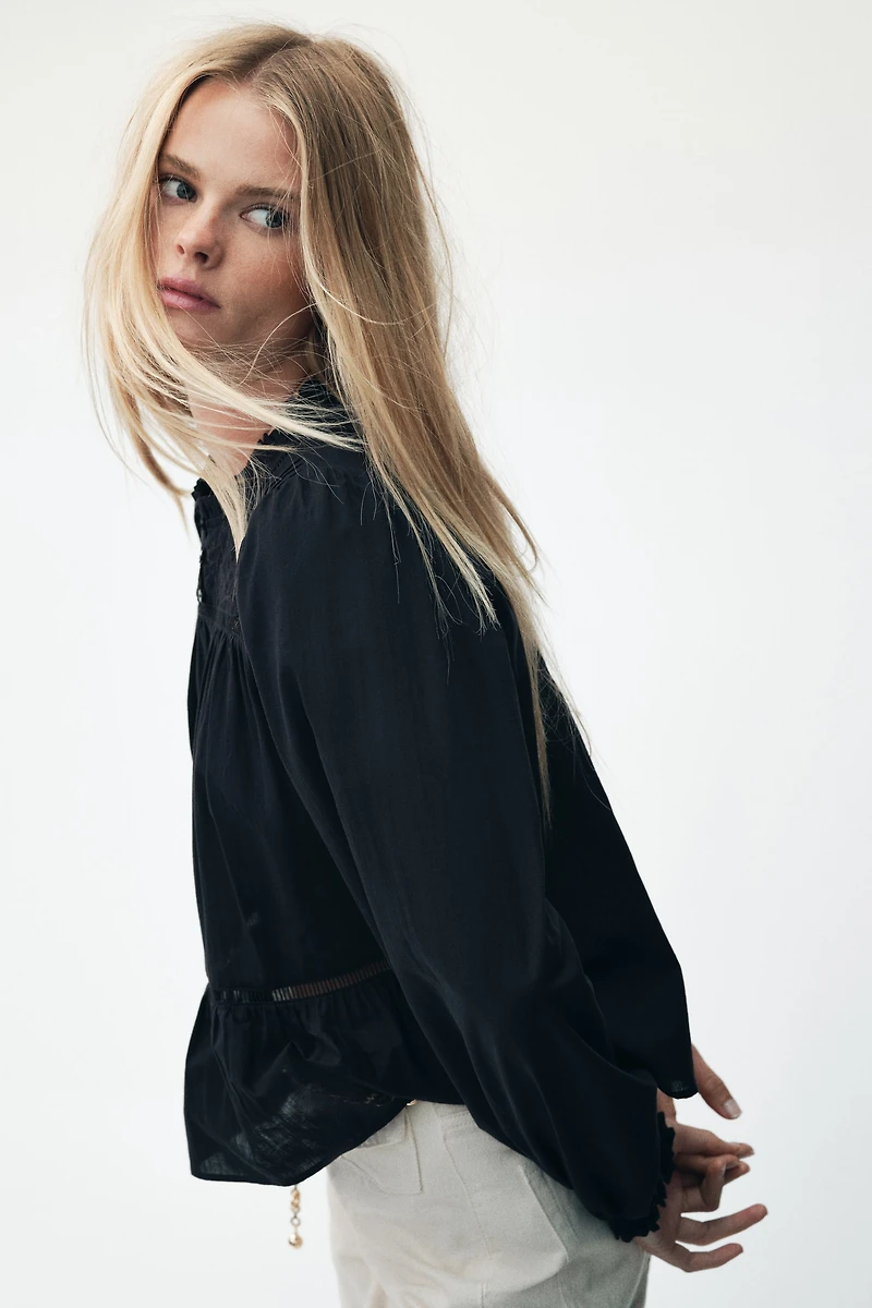 Blouse brodée en coton