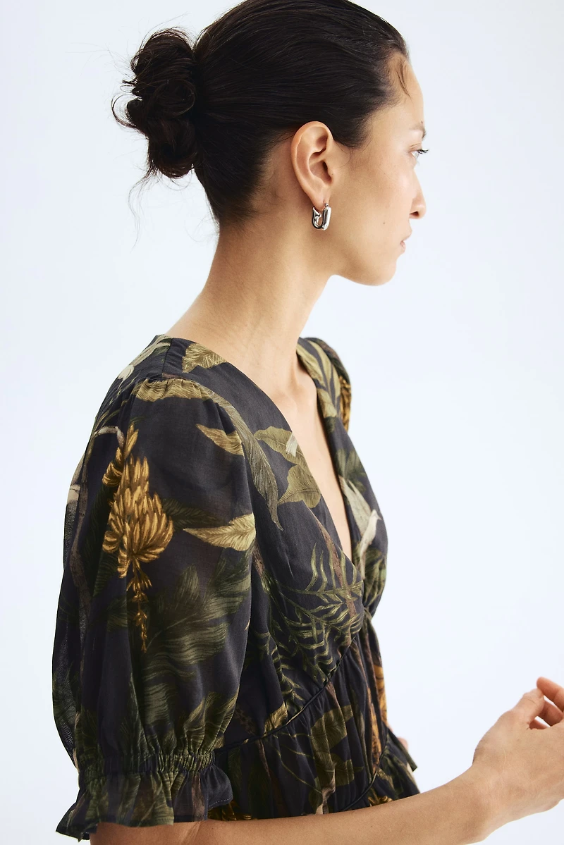 Viscose-Blend Gathered Top