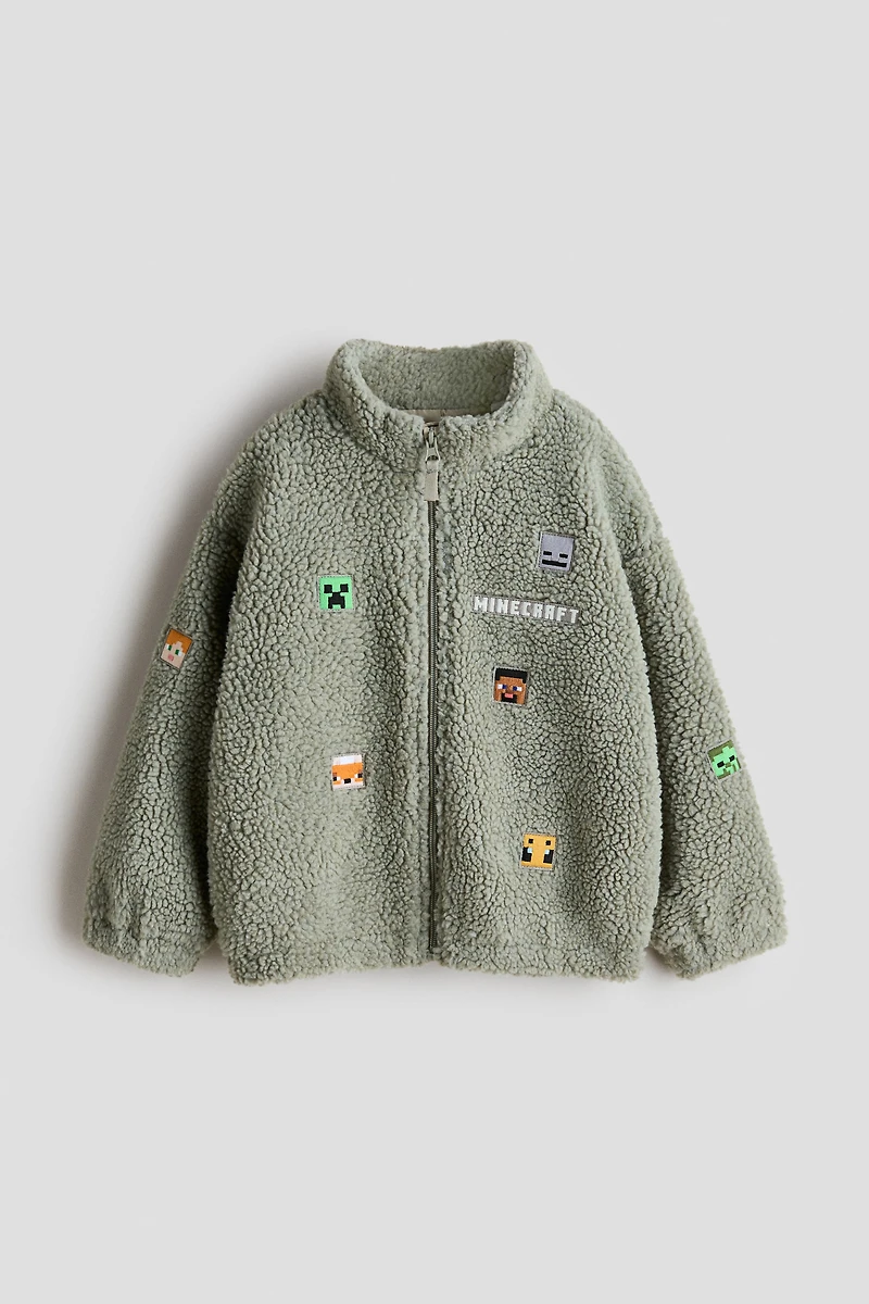 Appliquéd Teddy Fleece Jacket