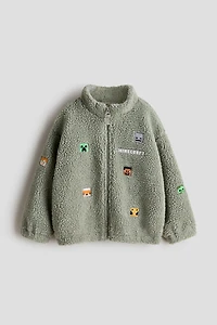 Appliquéd Teddy Fleece Jacket