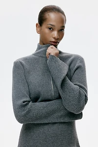 Rib-Knit Half-Zip Sweater