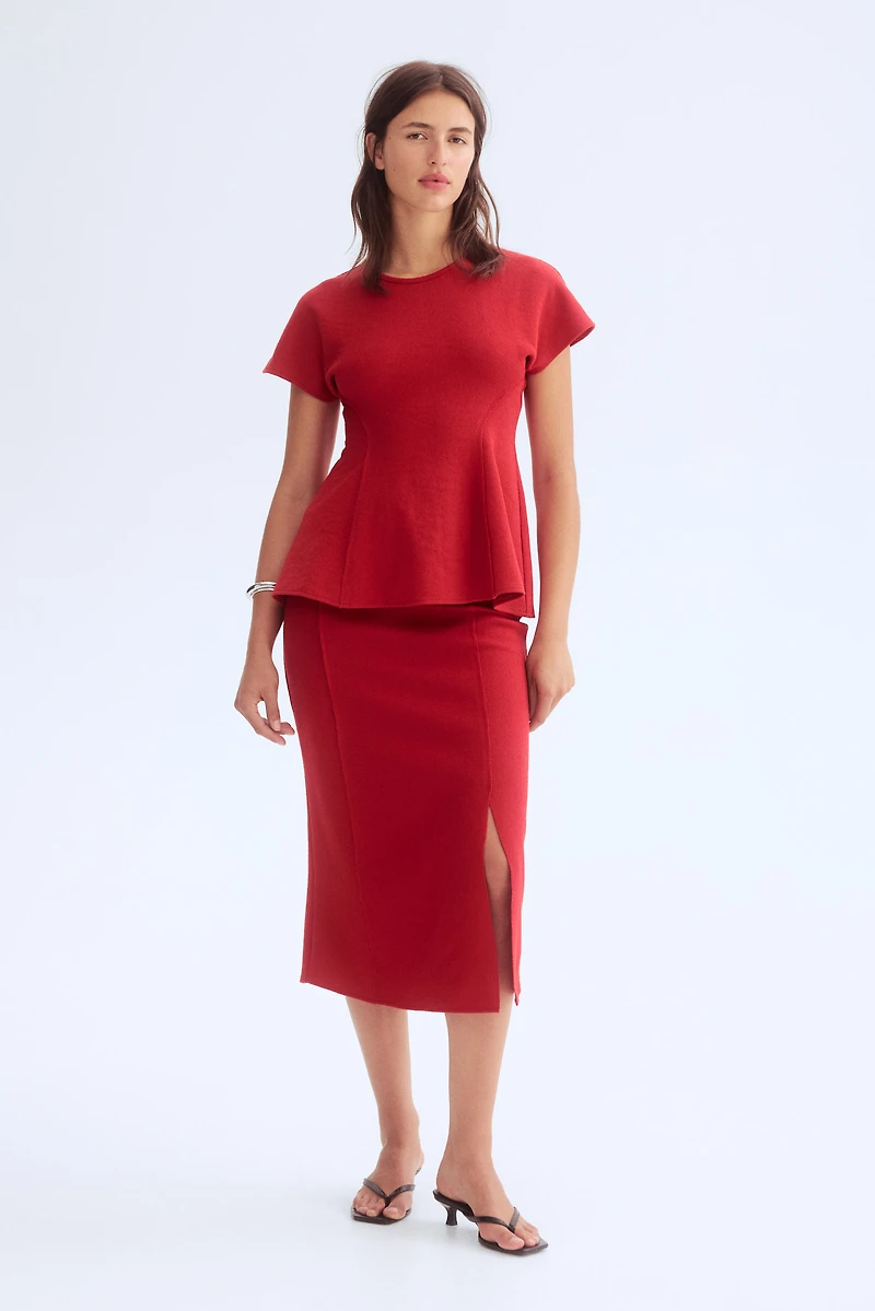 Fine-Knit Flared Top