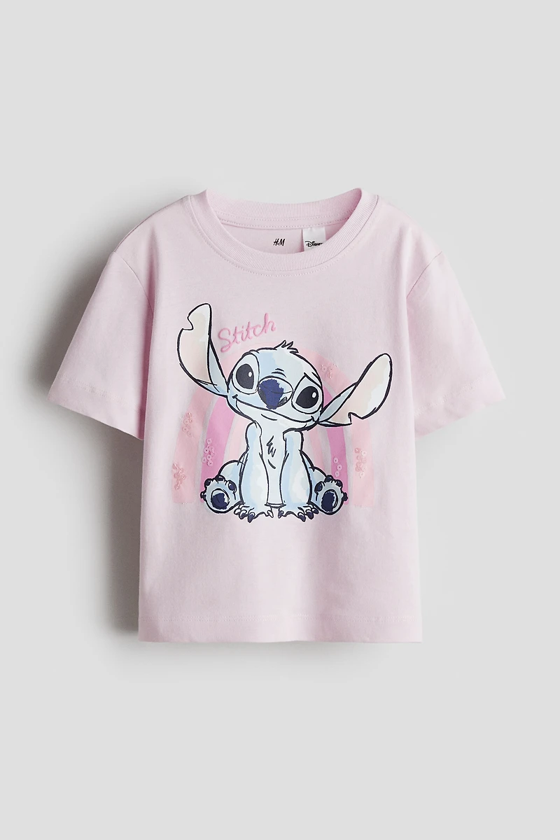 Cotton T-Shirt with Printed Motif