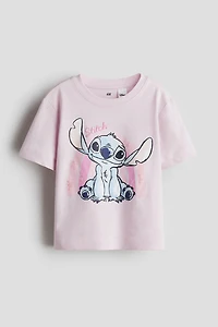 Cotton T-Shirt with Printed Motif