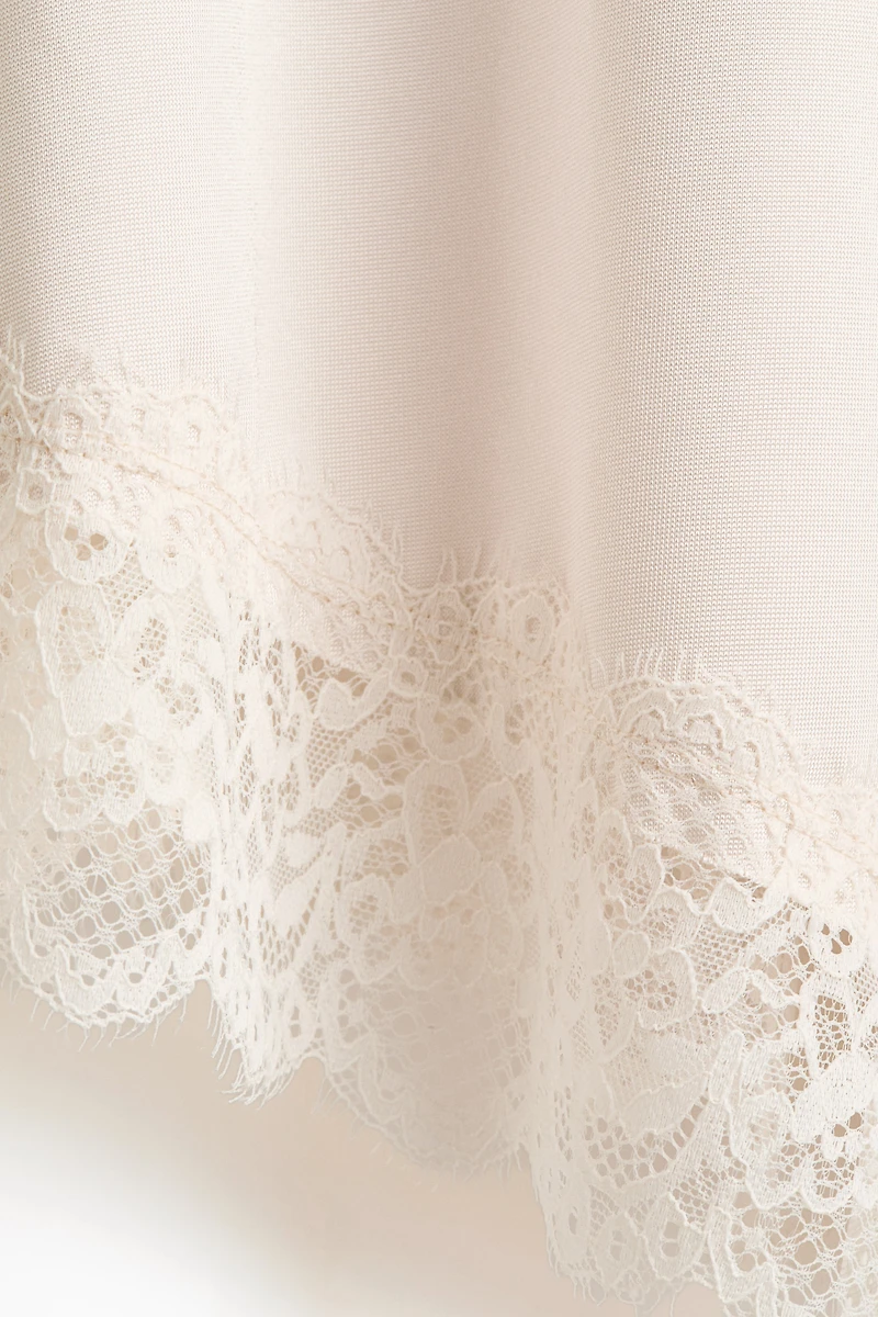 Lace-Trimmed Slip Dress