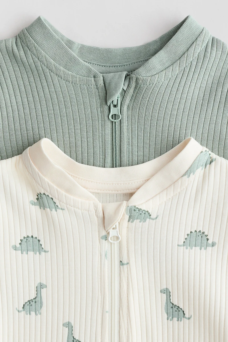 2-Pack Short Cotton Pajama Jumpsuits