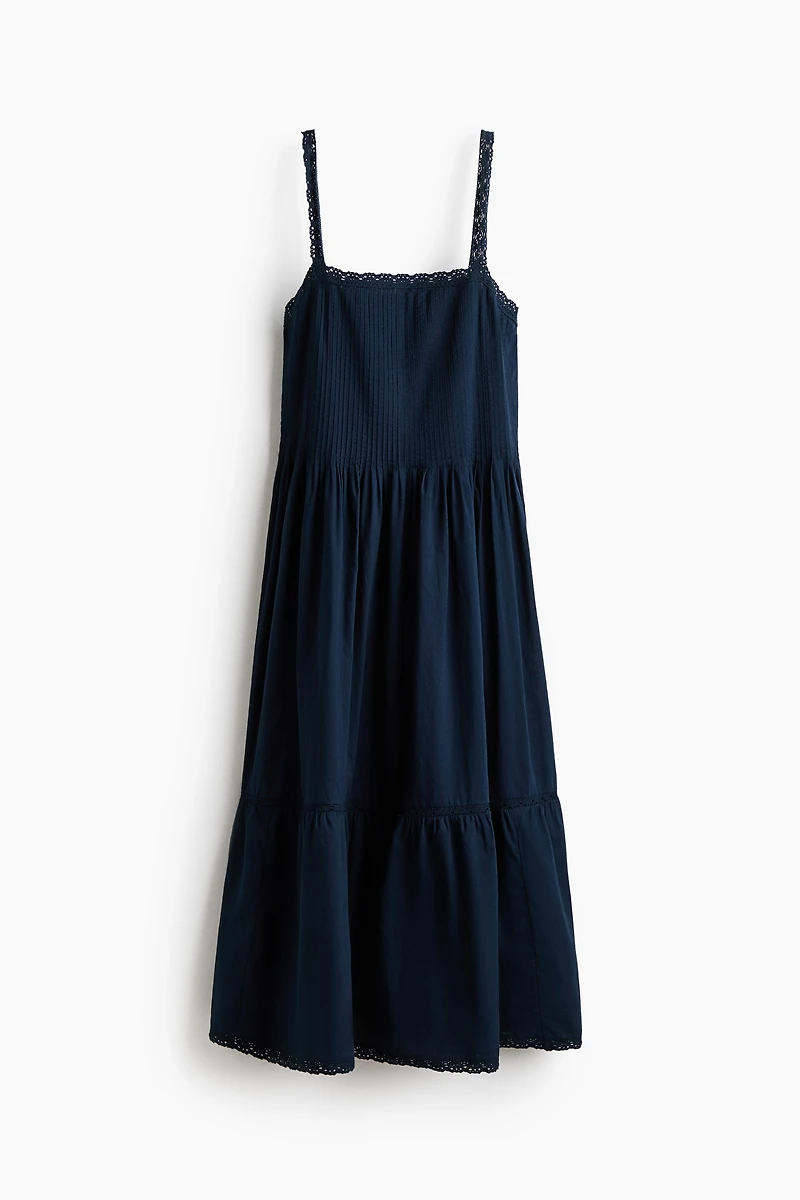 Lace-Trimmed Dress with Flared Skirt