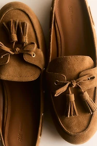 Mules en cuir velours fendu