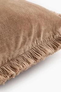 Velvet Cushion Cover with Fringe