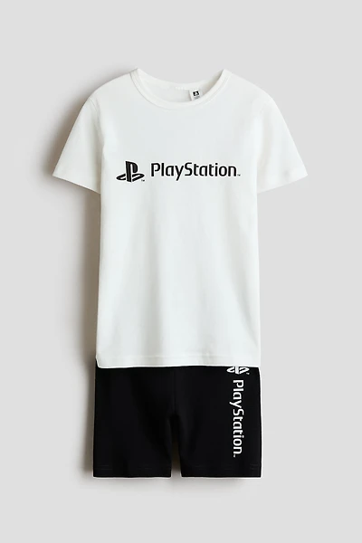 Snug-Fit Printed Cotton Pajamas