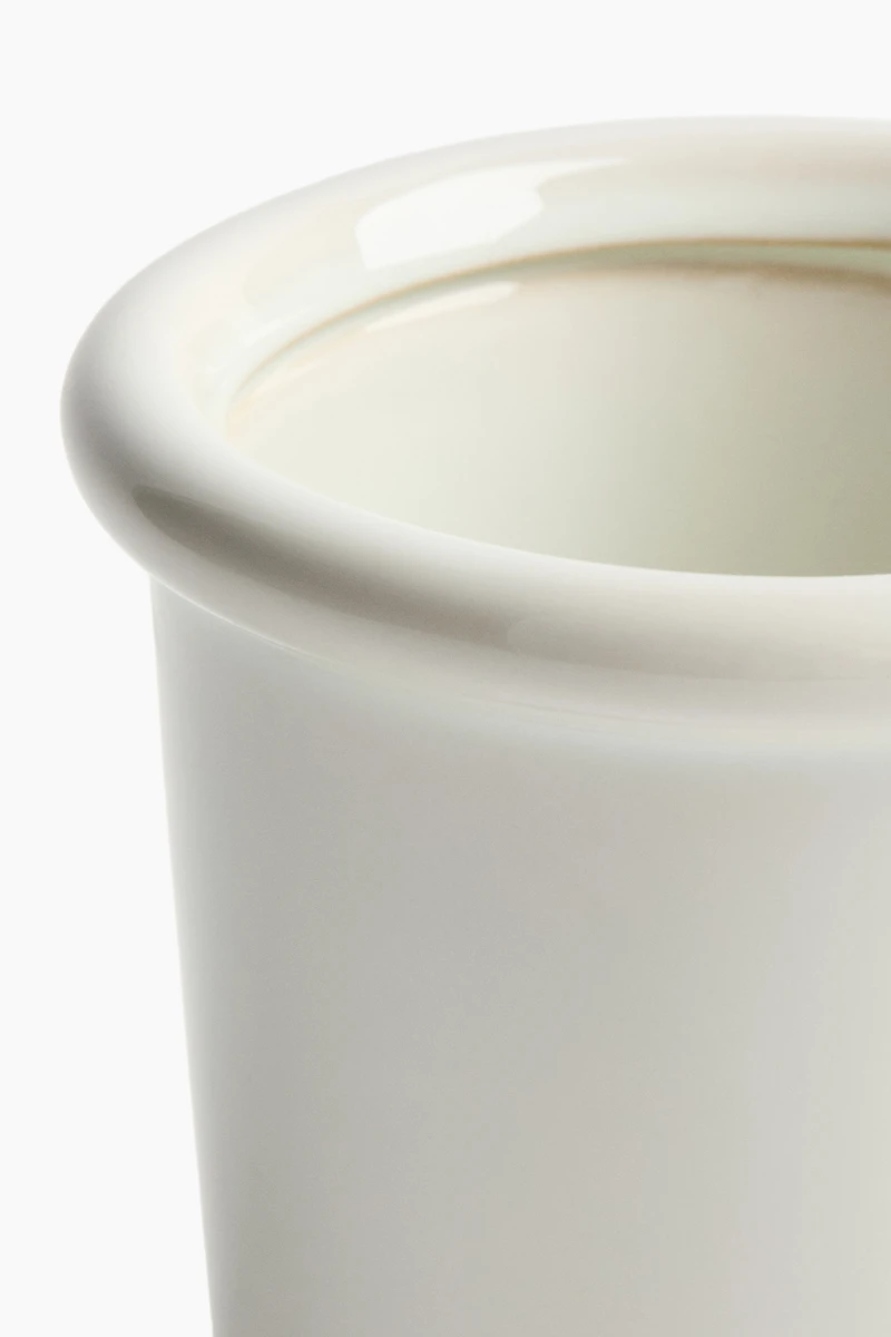 Très petit pot de fleurs à soucoupe en grès cérame