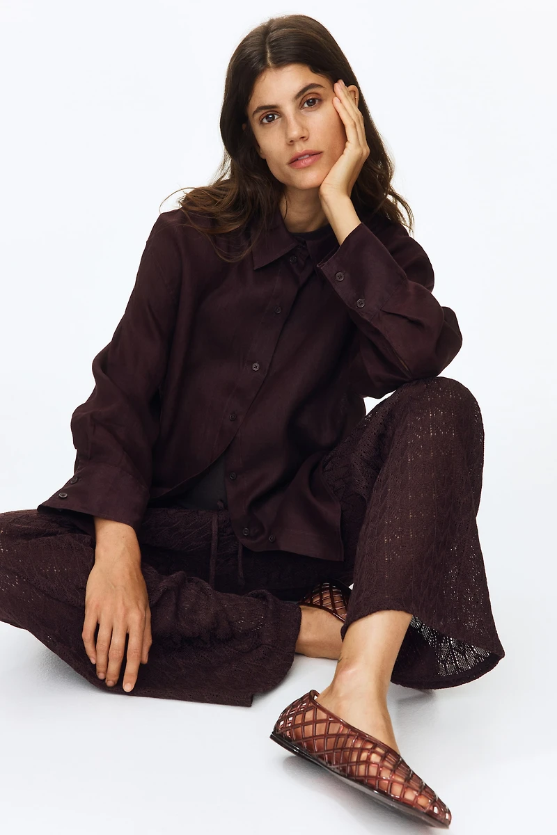 Pantalon à cordon MAMA en tricot pointelle