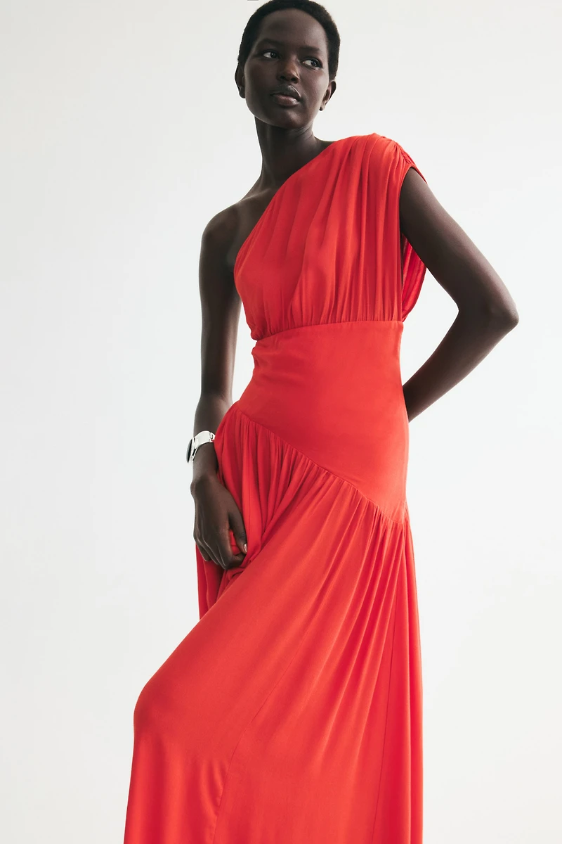 Draped One-Shoulder Dress
