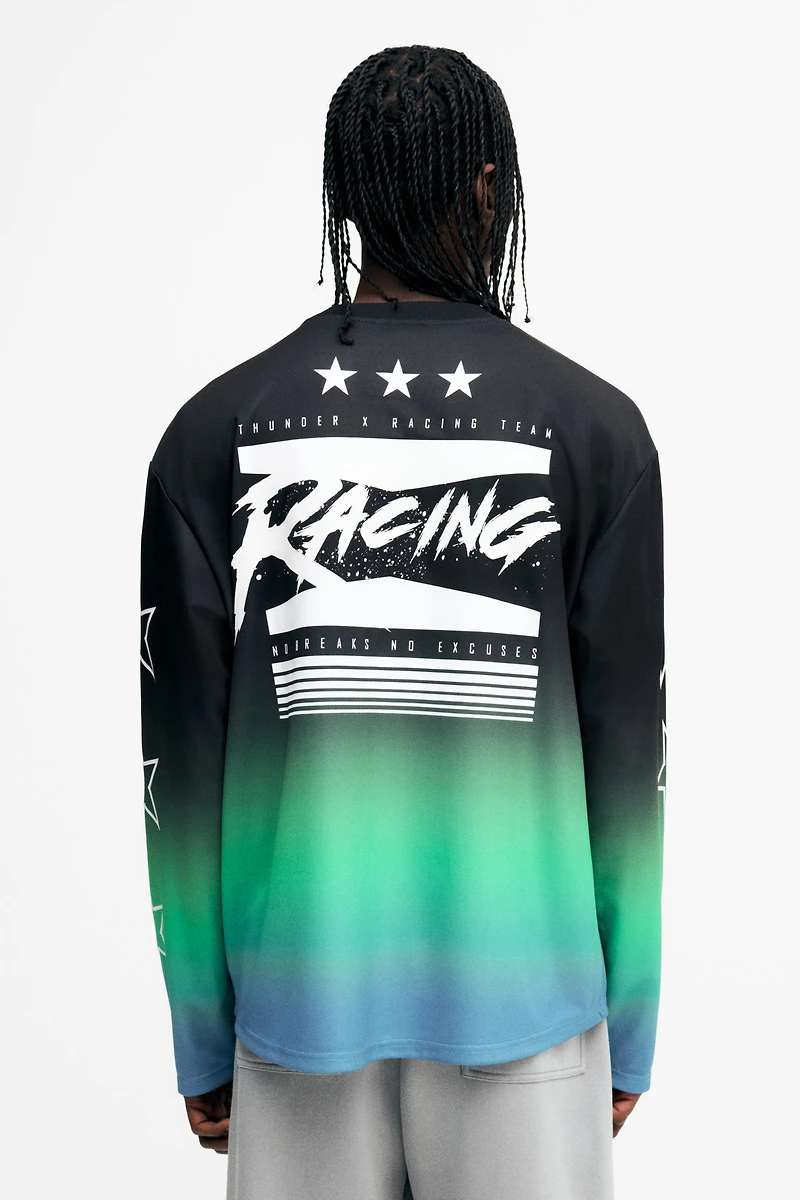 Loose-Fit Long-Sleeved Mesh Shirt