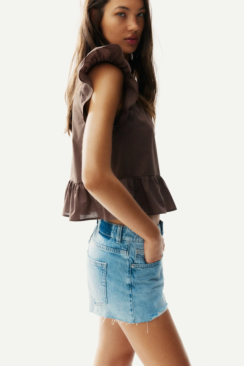 Lace-Inset Peplum Blouse