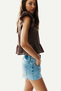 Lace-Inset Peplum Blouse