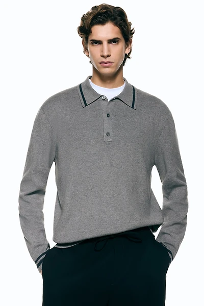 Relaxed-Fit Long-Sleeved Polo Shirt