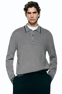 Relaxed-Fit Long-Sleeved Polo Shirt