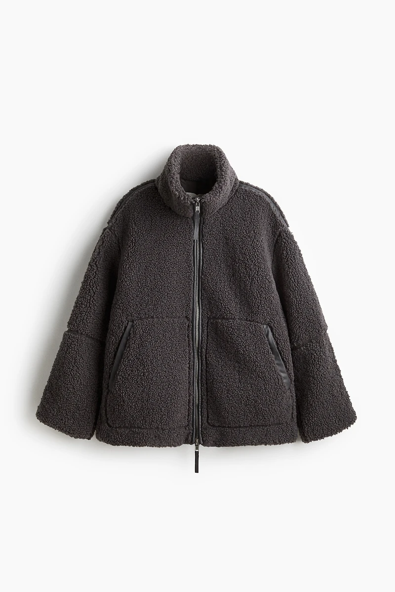 Loose-Fit Teddy Fleece Jacket