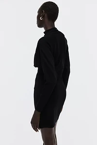 Gathered Mock Turtleneck Dress