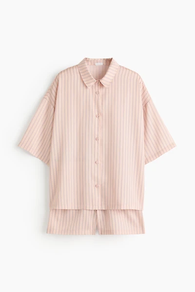 Pyjama rayé en satin de lyocell