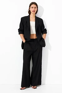 Wide-Leg Linen-Blend Pants