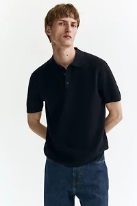 Regular Fit Textured-Knit Polo Shirt