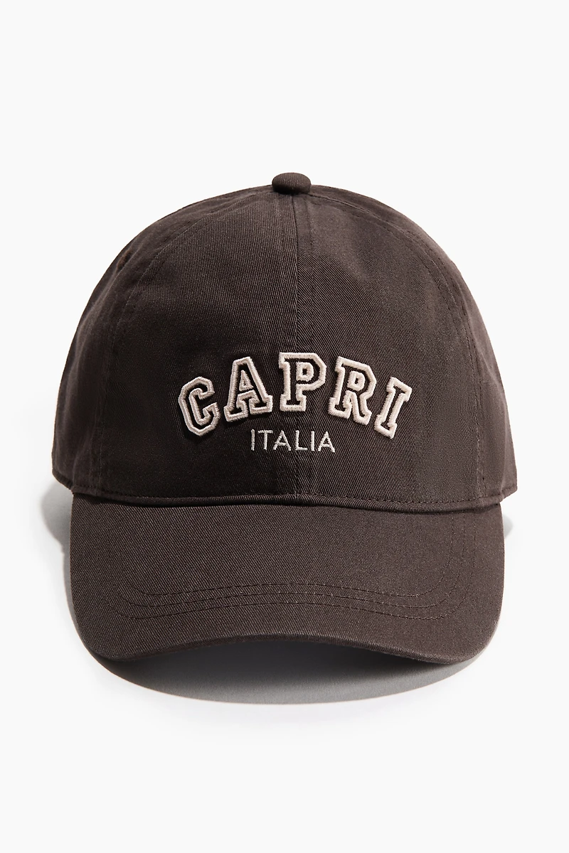 Embroidered-motif Twill Cap
