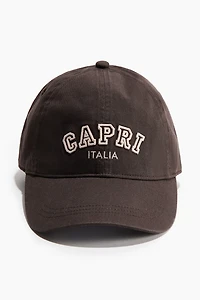 Embroidered-motif Twill Cap
