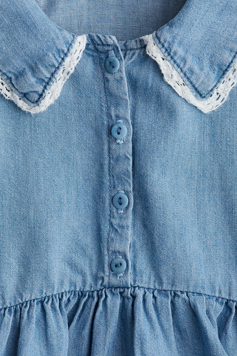 Denim Dress with Sailor Collar