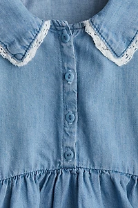 Denim Dress with Sailor Collar