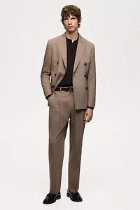 Pantalon de costume classique en laine mélangée