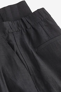 Tapered Linen-blend Pants