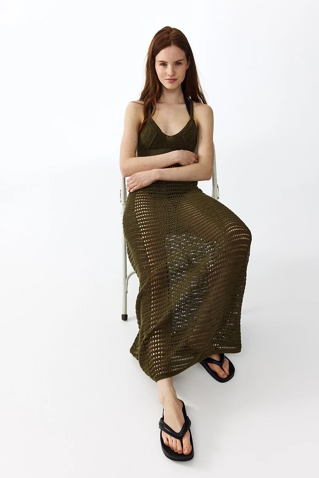 H&M Twist-detail Crochet-look Dress