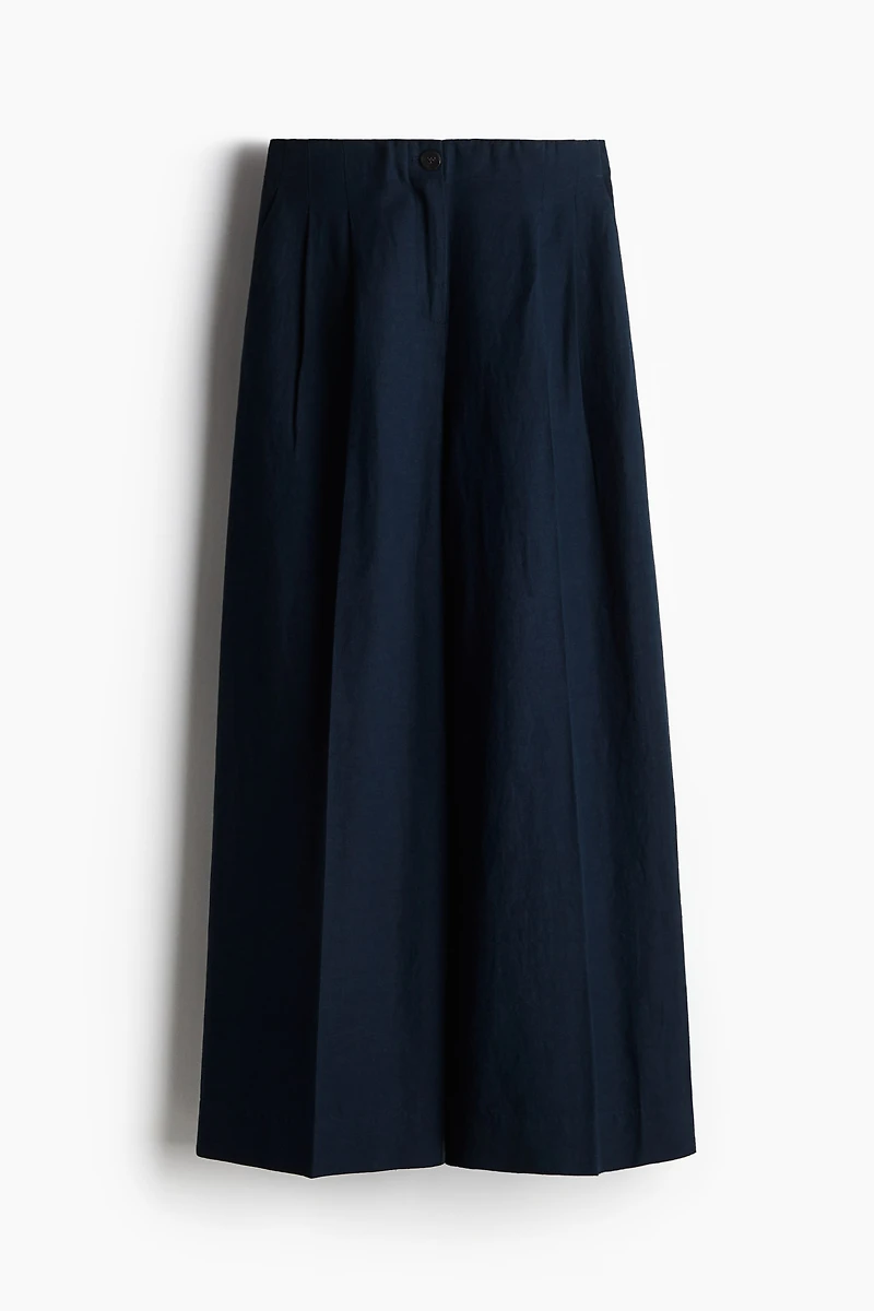 Wide-Leg Linen-Blend Pants
