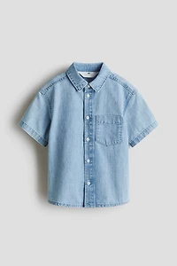 Short-Sleeved Denim Shirt