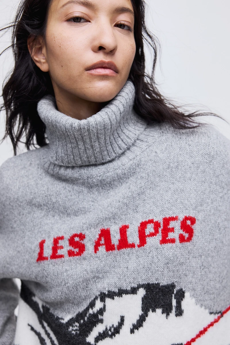 Jacquard-Knit Turtleneck Sweater