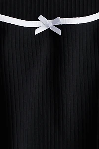Overlocked-Trim Dress with Flared Skirt