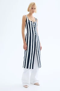 Linen-Blend Midi Dress