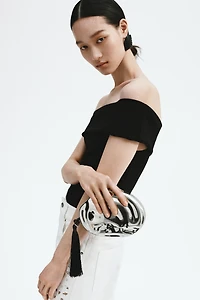 Asymmetric Metal Clutch Bag