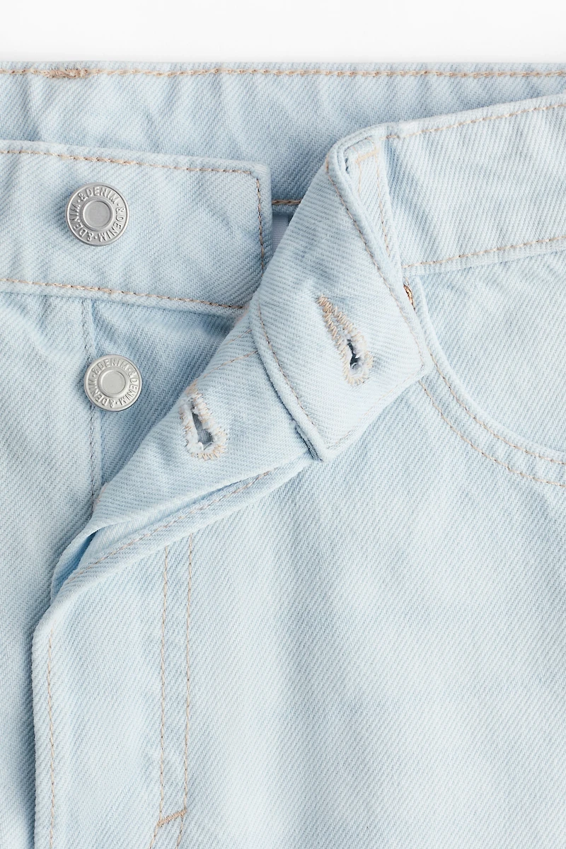 High-Waist Knee-Length Denim Shorts
