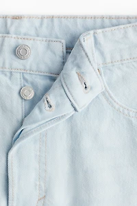 High-Waist Knee-Length Denim Shorts