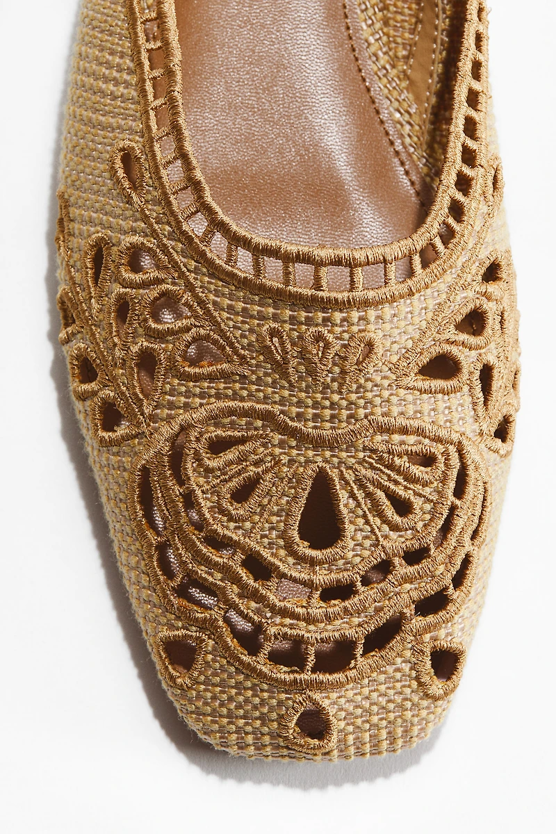 Eyelet-Embroidered Slingbacks