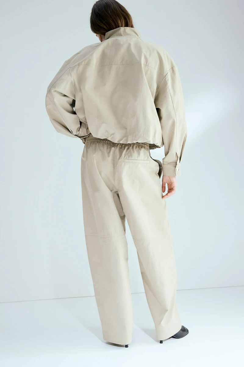 Barrel-Leg Twill Pants