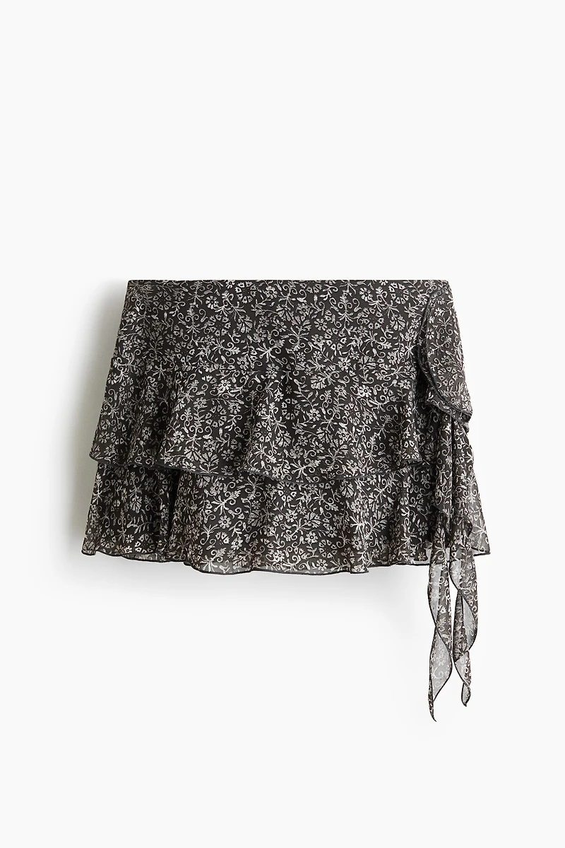 Tiered Draped-Panel Skirt