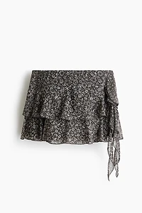 Tiered Draped-Panel Skirt