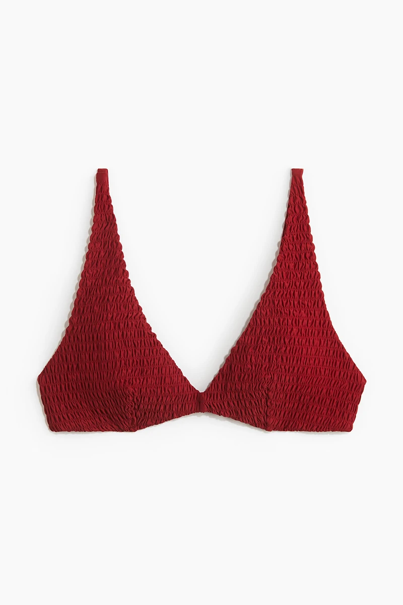 Haut de bikini triangle smocké