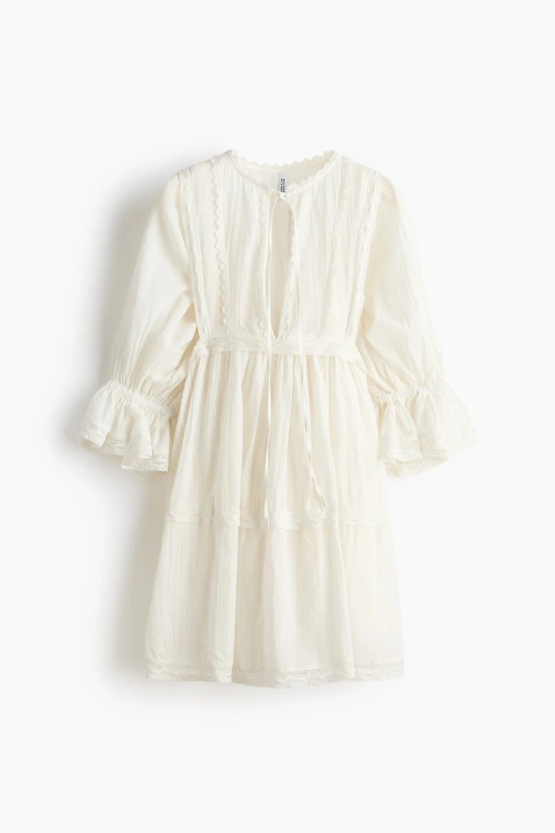 Lace-Trimmed Cotton Dress