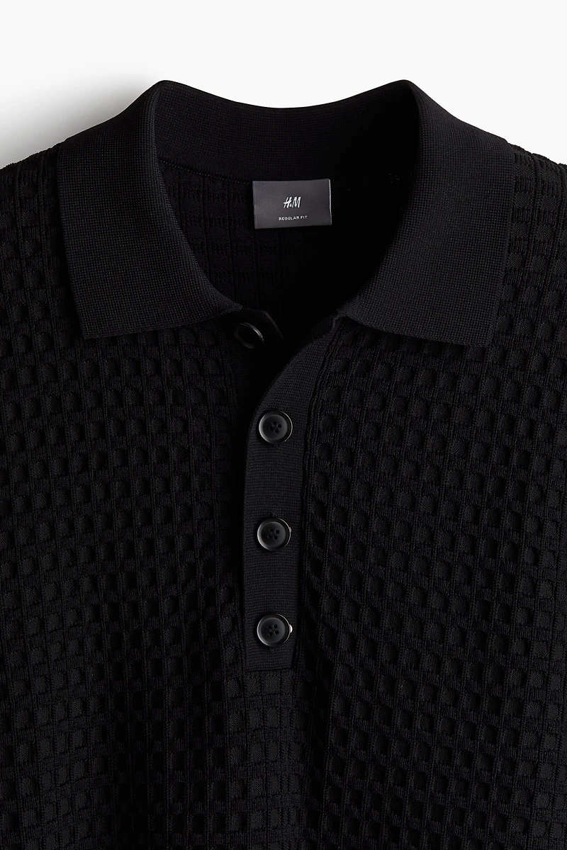 Regular-Fit Waffle-Knit Polo Shirt
