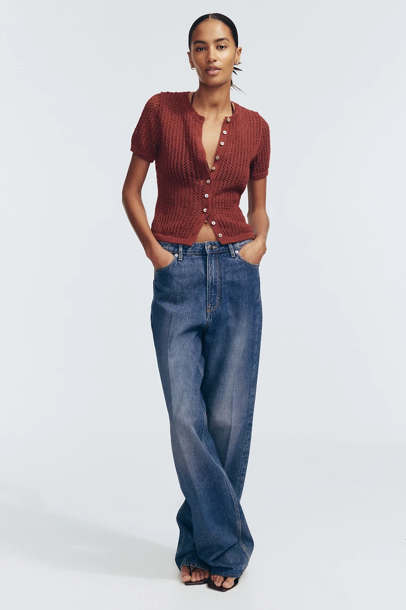 Pointelle-Knit Cardigan